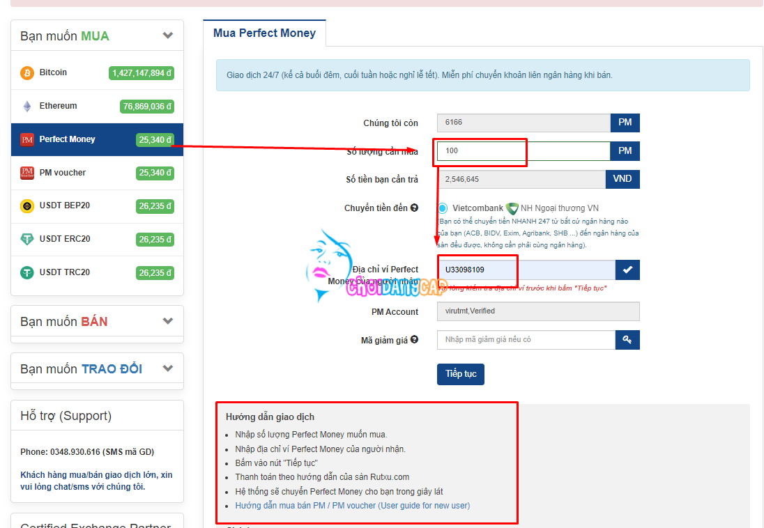 Admin Cách đăng kí Mua Perfect Money